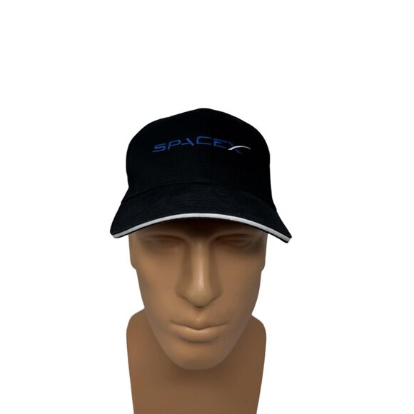 Space X Logo Tesla Blue SpaceX Emblem Black Baseball Cap Emboirdered Rocket Hat - Picture 1 of 6